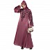 A-line party wear abaya with Resham embroidery work- Mauve Pink
